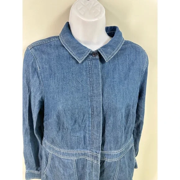 Boden Denim Shirt Dress Blue Cotton Long Sleeve Minimalist Preppy Size 8R Casual - Picture 13 of 14